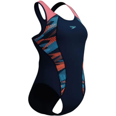 Speedo Placement Laneback Dames Sportbadpak - Marine/Oranje