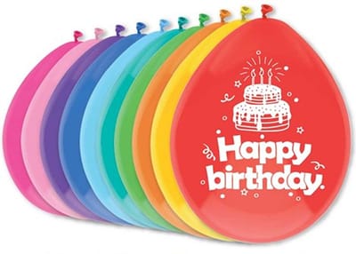 Verjaardag feest ballonnen - Happy Birthday - 10x stuks - multi kleuren - 29 cm