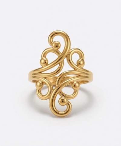 Open 'Gebogen Kralen' Ring - Goudkleurig - 316L RVS - Unisex