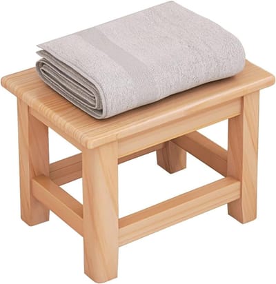 Badkruk Hout - Douchestoel Krukje - Veilig Douchen - Niet-slip Ontwerp - 28x20x20 cm - Houtkleur