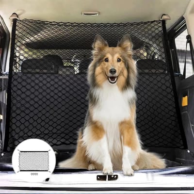 Hondenrek Auto - Hondennet Kofferbak - Veilig Reizen - Scheurvast Nylon - Verstelbaar - Zwart