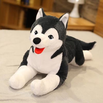 70cm Stoute Rode Tong Husky Hond Knuffelspeelgoed Gevuld Levensecht Siberische wolfshond Wolf Pop Kussen Verjaardagscadeau voor Jongen see choose option