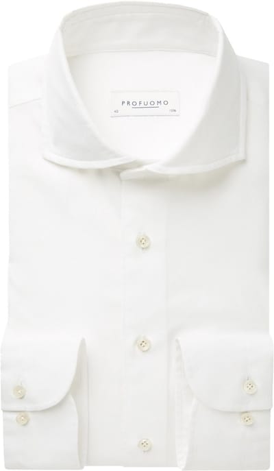 Profuomo slim fit heren overhemd - Oxford - wit - Strijkvriendelijk - Boordmaat: 44