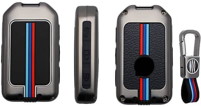 Autosleutel Hoesje geschikt voor Volvo - Sleutelcover - Metalen Sleutelhoes - Accessoires - grijs