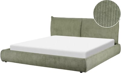 VINAY - Tweepersoonsbed - Olijfgroen - 180 x 200 cm - Corduroy