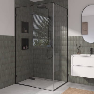 Saqu Parro Zijwand 90x210 cm Mat Zwart Helder Glas