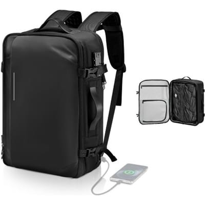 VEVOR Vacuümrugzak, 65L uitbreidbare vacuümcompressie-reisrugzak met TSA-goedgekeurd slot, meerdere zakken, waterdichte handbagage, zonder pomp, zwart