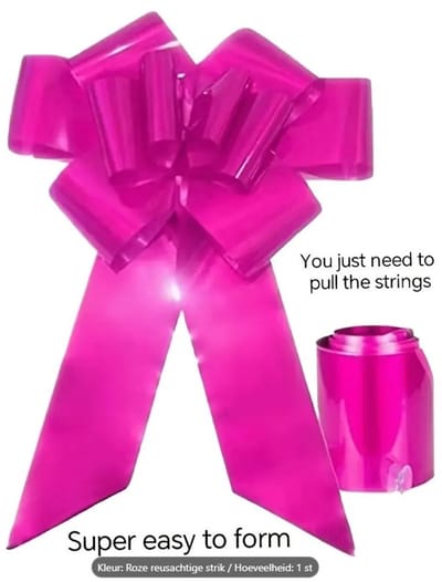 B & T Goods Grote roze strik voor auto - Decoratie & Feestbenodigdheden