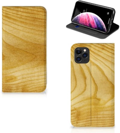 Apple iPhone 11 Pro Max Book Wallet Case Licht Hout