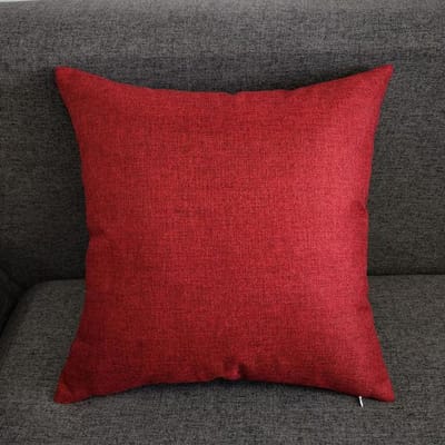 Dikke Linnen Stof Sierkussen Woonkamer Kussen Bankhoes Nachtkastje Rugkussen Auto Lendenkussenhoes Kantoor Gebruik Rughoes 55x55CM wijn