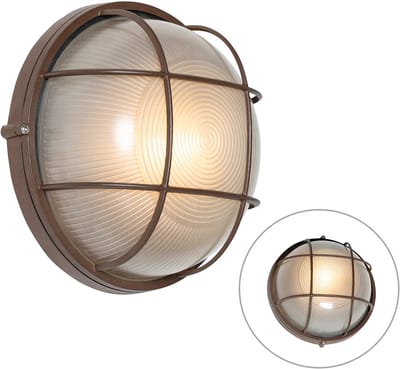 QAZQA hanneke - Industriele Wandlamp voor buiten - 1 lichts - D 10.6 cm - Roestbruin - Industrieel - Buitenverlichting