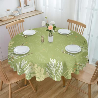 Eenvoudige Plant Bladeren En Takken Rond Tafelkleed Festival Dineren Waterdicht Tafelkleed Tafelkleed Voor Bruiloft Feest Decor 4pcs 33x48 Table mat beige