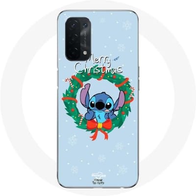 Coque pour Oppo A54 5G Stitch neige joyeux Noël bleu