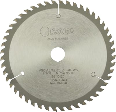 Ivana Cirkelzaagblad Hardmetaal 165x1.8mm/1.2x20mm Z= 48FWS Hout
