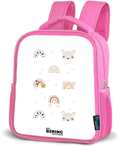 NoBoringSuitcases.com® - Rugzak roze - Schooltas meisjes - Regenboog - Sterren - Pastel - Kinderen - Kinder rugtas meisje - Boekentas kind - Kinderrugzak voor school - Schoolrugzak