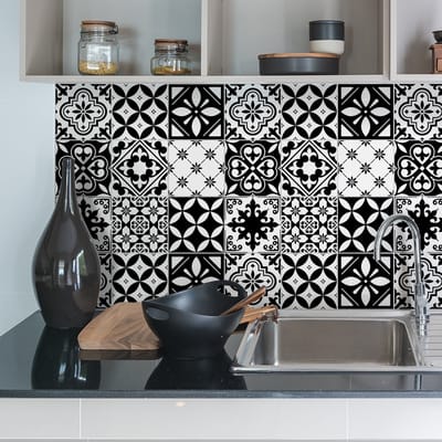 Zelfklevende tegelmuurstickers voor keuken en badkamer - 24 AZULEJOS MALENA tegelstickers - 24 stickers 15x15cm