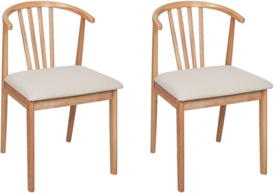 CRAIG - Eetkamerstoel set van 2 - Lichtbeige - Licht Hout