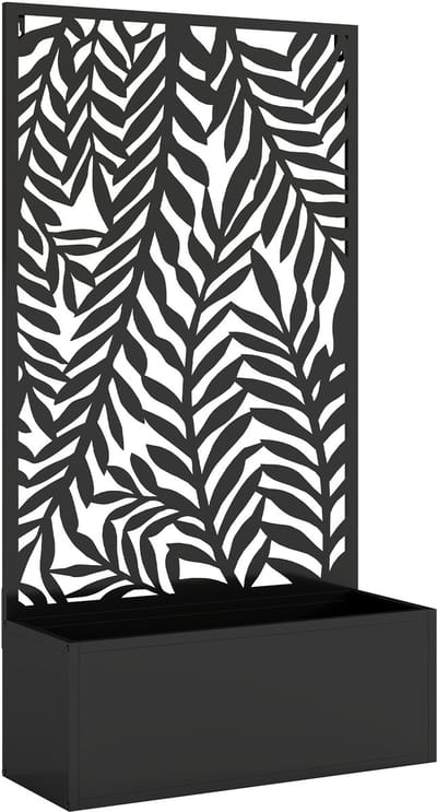 Plantenbak met klimrek - Bloembak - Weerbestendig - Met trellis - Buiten - Hout - Plantenrek - 20 Liter - Zwart