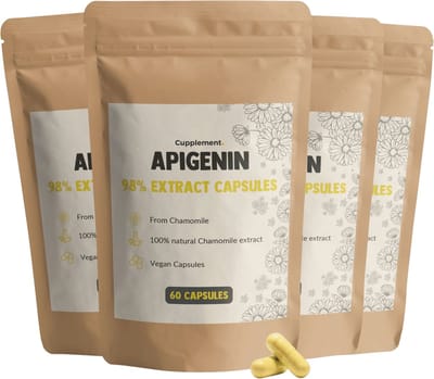 GOYU Apigenin 100 mg Combideal 240 Capsules - Apigenine uit kamille - Vegan - Zonder toevoegingen - Lab getest - 60 dagen voorraad per zakje