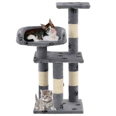 vidaXL - Kattenkrabpaal - met - sisal - krabpalen - 65 - cm - pootafdrukken - grijs
