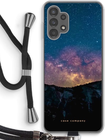 Case Company® - Hoesje met koord geschikt voor Samsung Galaxy A13 4G hoesje met Koord - Travel to space - Telefoonhoesje met Zwart Koord - Bescherming aan alle Kanten en Over de Schermrand