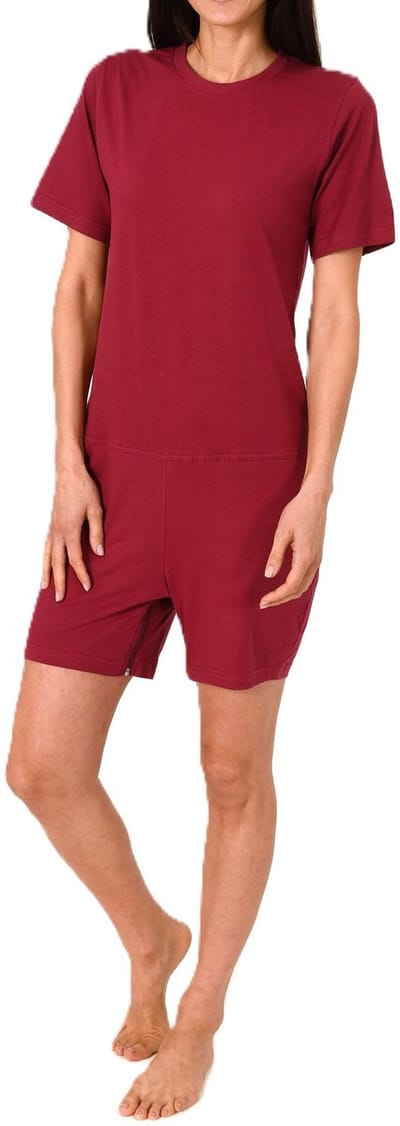 Voedingsoverall voor dames met korte mouwen, pyjama uit één stuk met been ritssluiting