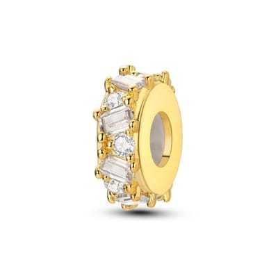 Fler® | Bedel | Past op populaire bedelarmbanden (standaard - 3mm) | Elegante Stopper met Kristallen | Hangbedel Charm | 925 sterling zilver | Transparante zirkonia | Valentijnsdag Cadeau | Sinterklaas kado | Kerstcadeau | Verjaardagsgeschenk