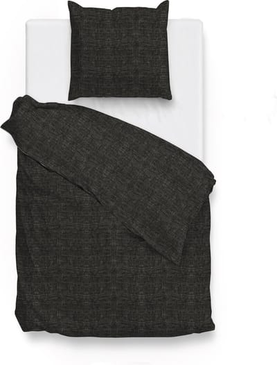 Zohome Dekbedovertrek Lino - Effen Bedlinnen - 140x220 - Zwart - Dekbedhoes van 100% Katoen