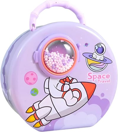 Spaarpot Astronaut - Geldkistje Kinderen - Veilig Sparen - Met Cijferslot - 15 x 10 cm - Paars