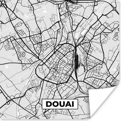 Poster Kaart - Stadskaart - Douai - Plattegrond - Frankrijk - 100x100 cm XXL