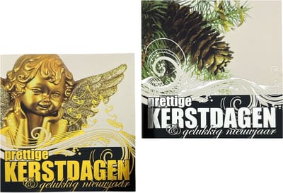 10 Dubbele Kerstkaarten Met Envelop - Tekst: Prettige Kerstdagen & Gelukkig Nieuwjaar 2 Designs - 12.5 x 12.5 cm
