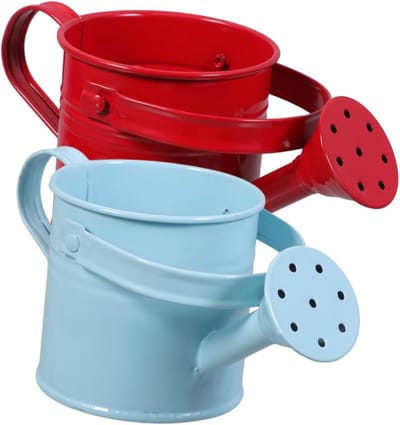 Metalen Plantengieters - Waterkannen Set - Planten Water Geven - Lange Nauwe Schenktuit - 2 Stuks - Rood Lichtblauw
