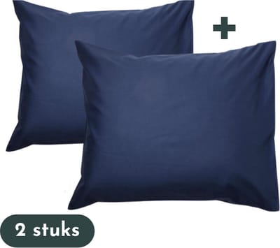 Zavelo Kussenslopen - Hotelkwaliteit - Set van 2 Stuks - Navy/Blauw - 60x70cm - 100% Katoen - Hotelsluiting