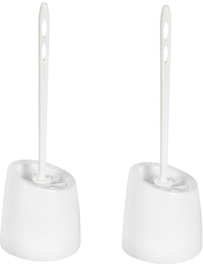 Toyma Wc Borstel - 2x - met houder - wit - kunststof - toiletborstel - 37 cm