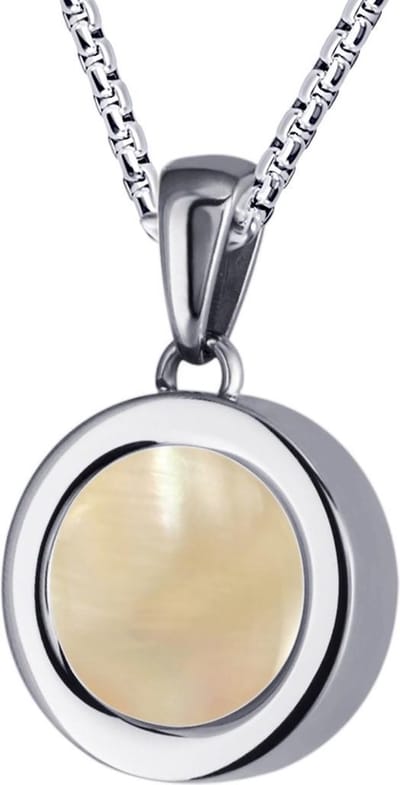 Quiges 12mm Mini Munt Hanger Zilverkleurig RVS met Oranje Perzik Schelp Munt en Anker Ketting 42-46cm
