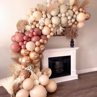 Fissaly 107 Stuks Dubbel Gevulde Ballonnenboog Beige & Rosé Goud Ballonnen – Ballonboog Versiering – Feest Decoratie Verjaardag