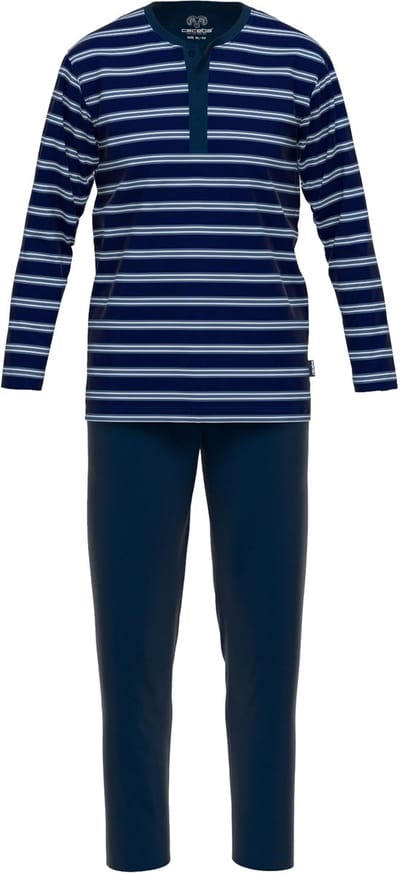 Ceceba heren pyjama O-hals met knoopjes - donkerblauw gestreept