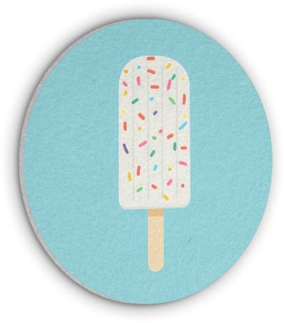 Akoestisch wandpaneel rond 50x50 cm - Vilt schilderij Ijsje - Stokje - Sprinkles - Lichtblauw - Ronde akoestische panelen - Geluidsdempende wanddecoratie - Geluidsisolatie wandcirkel - Muurdecoratie geluidspanelen