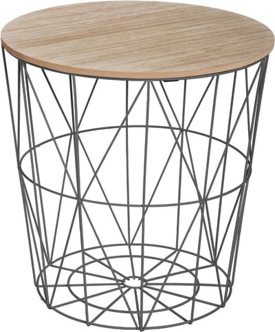 Bijzettafel - zwart metalen draadmand - D. 39,5 cm - H. 41 cm