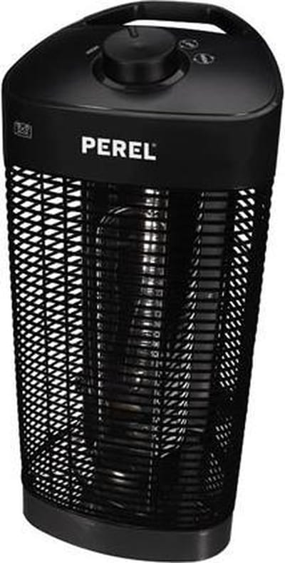 Perel Mobiele terrasverwarmer, 1200 W, met kantelbeveiliging, 2 warmteniveaus, oscillerend, plensdicht, metaal, zwart