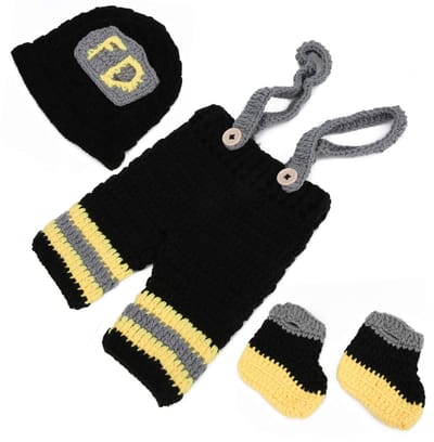 Allecto - Brandweerman Sets - Babyfotografie Rekwisieten - Handgemaakt - Schattige Outfit - Geschikt voor Baby's van 0-6 maanden - Voor Meisjes en ...