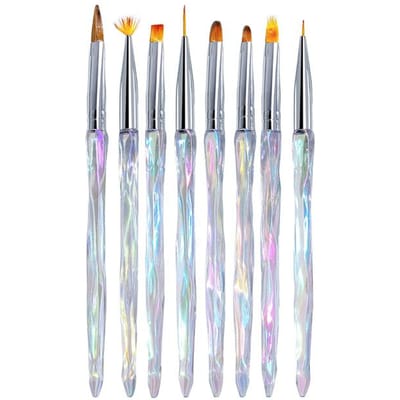 8 stks/set Aurora Acryl Nail Art Schilderij Penselen Voor Nail Art Design Zachte Brushc DIY Borstel 8pcs
