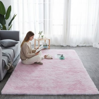 Happyment Zacht fluffy vloerkleed - Wasbaar - Hoogpolig tapijt - woonkamer, slaapkamer, kinderkamer - Licht roze - 160x230cm
