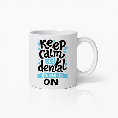 Keep Calm and Dental Hygiene On Mok 330ml | Grappige Tandarts Koffiebeker | Cadeau voor Tandheelkunde Studenten & Mondhygiënisten