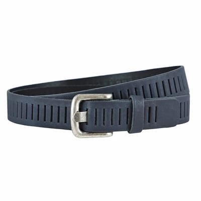 Landley Blauwe Leren Kinderriem Unisex - Geperforeerde Gleufjes Riem - Jongen / Meisje - Echt Leer - Breedte 3 cm - Blauw - Lengte totaal 70 cm / Riemmaat 55