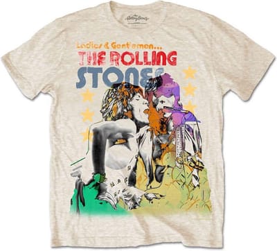 The Rolling Stones - Mick & Keith Watercolour Stars Heren T-shirt - M - Creme