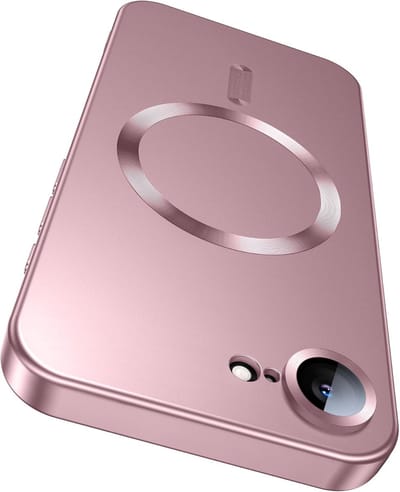 Hoesje geschikt voor iPhone 16E Hoesje Roze - Mat Roze Magsafe Case geschikt voor iPhone 16E - Met Extra Camera Lens Bescherming - Mat Roze