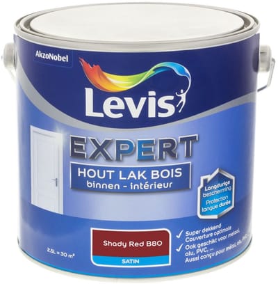 Levis - Expert Hout Lak Binnen Satin Mix - Shady Red B80 - Mengverf - 2,5 L