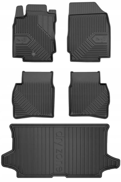 FROGUM 77 Set Automatten en Kofferbakmat - Geschikt voor NISSAN NOTE I (2006-2012) - Hoge laadvloer - TPE Rubber - Zwart