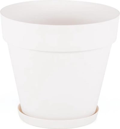 Bloempot Mansion 46L gebroken wit in- & outdoor + gratis schaal en drainage